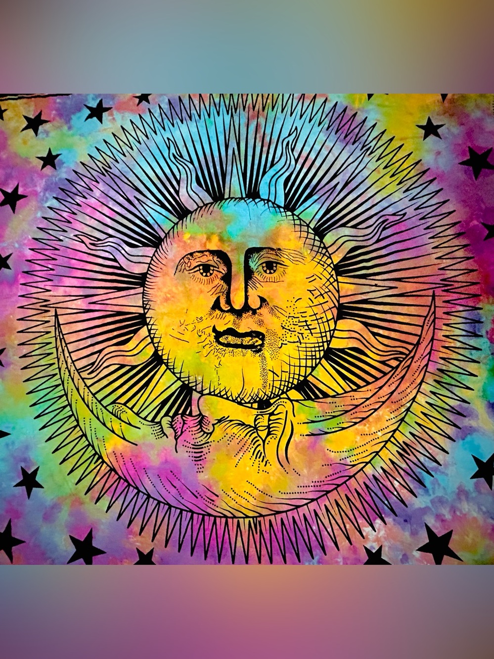 Celestial wall hanging sun moon stars witchy psychedelic hippie gypsy Fairycore